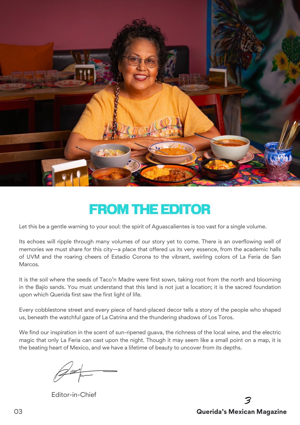 Querida Magazine — ¡Viva Aguascalientes!, page 3 of 36. Travel: Mexico to Dubai. Romantic Flavour. Destination: Aguascalientes, Mexico.