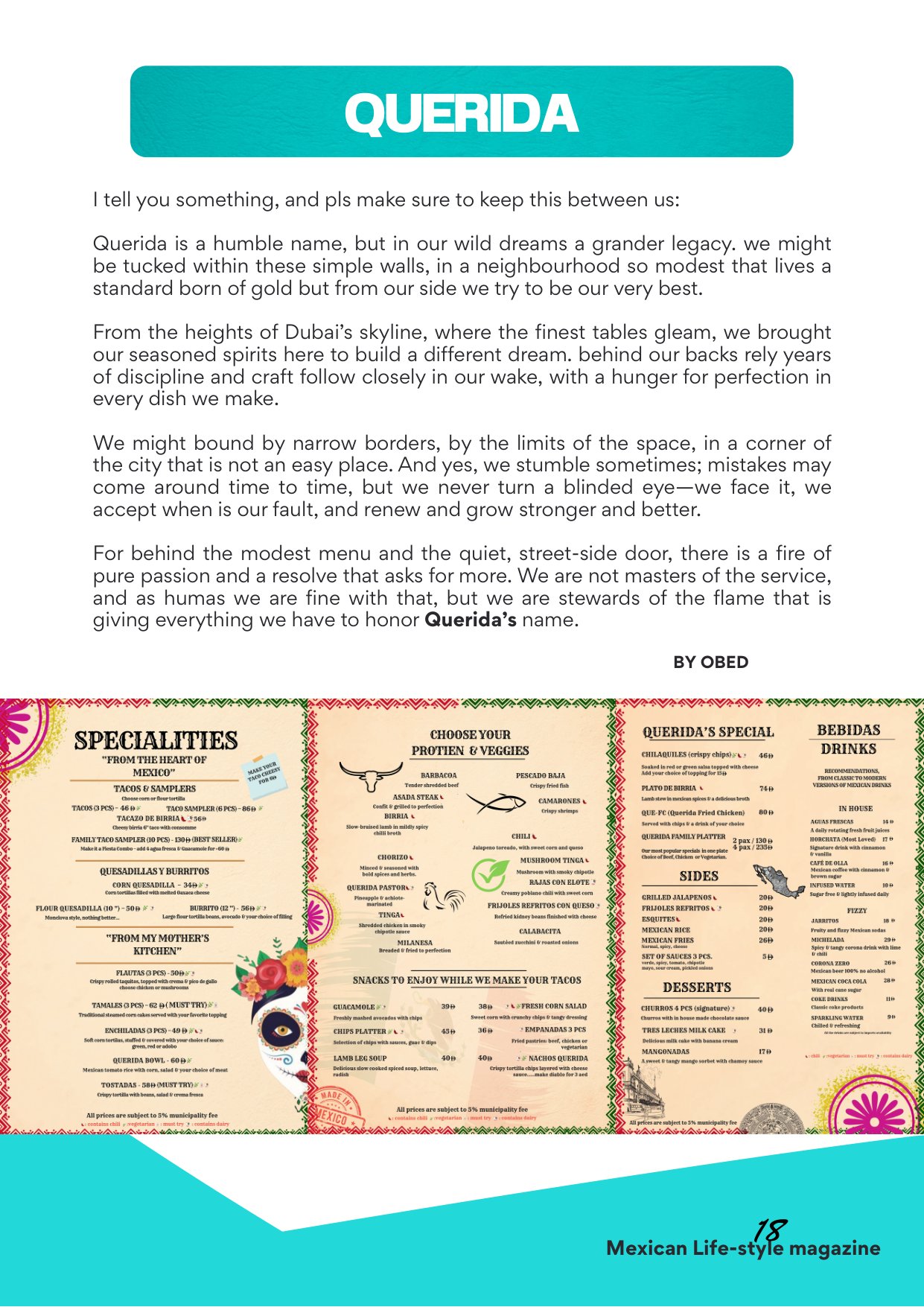 Querida Magazine — ¡Viva Aguascalientes!, page 18 of 36. Travel: Mexico to Dubai. Romantic Flavour. Destination: Aguascalientes, Mexico.
