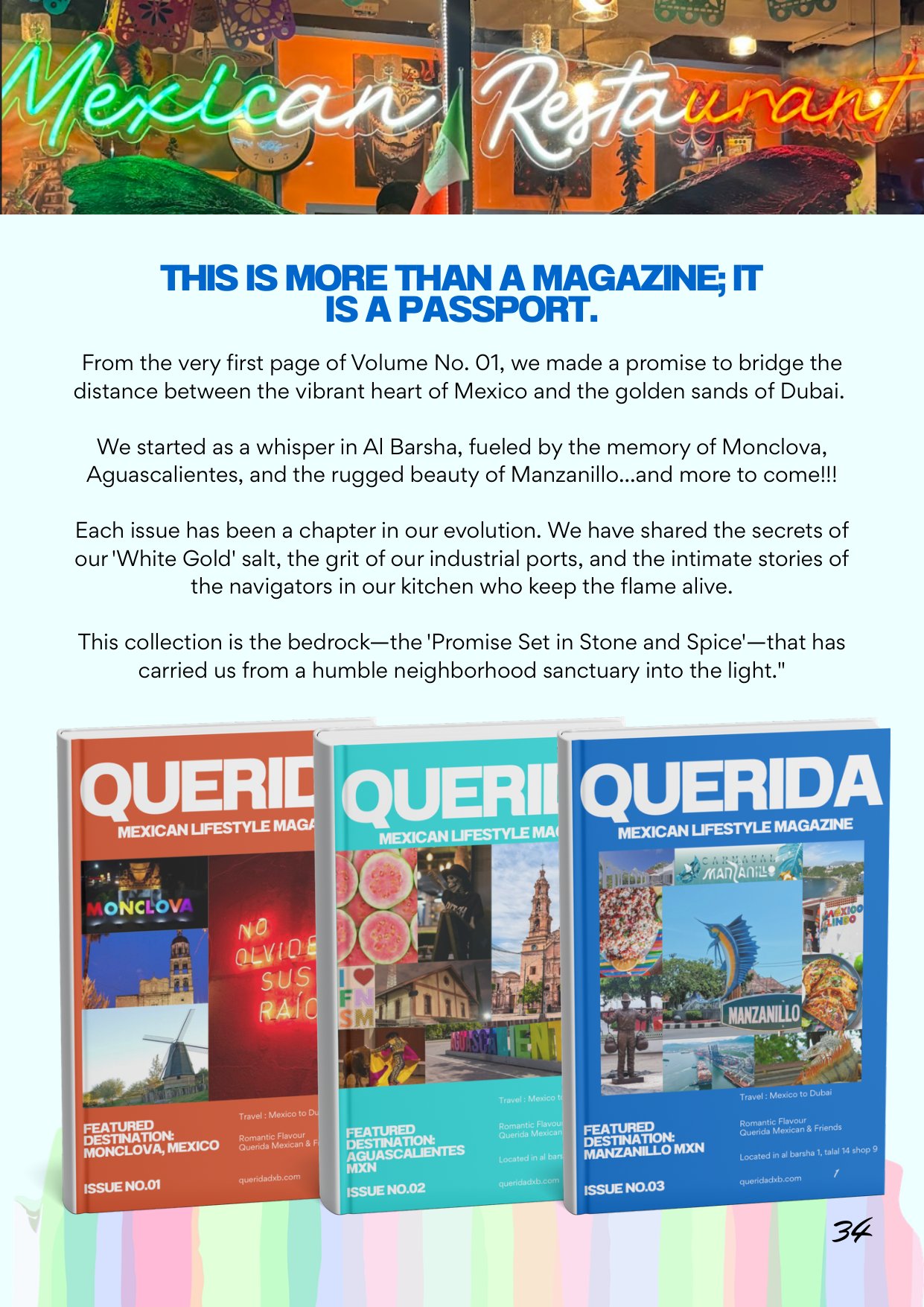 Querida Magazine — Manzanillo, Emerald of the Pacific, page 34 of 36. From the arid heart of Mexico to the salt-heavy air of the coast. Destination: Manzanillo, Colima, Mexico.